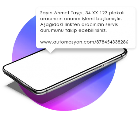 Oto servis takip programı Araç Kabul SMS'i