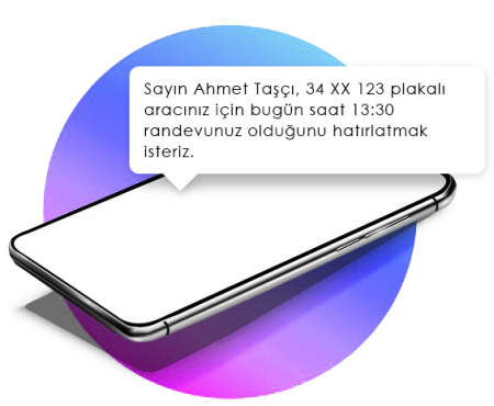 Oto servis takip programı Randevu Hatırlatma SMS'i
